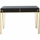 Modern Black and Gold Console Table and Mirror Set