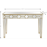 Gold Trimmed Mirrored Console Table