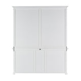 Classic White Hutch Bookcase with 5 Doors and 3 Drawers