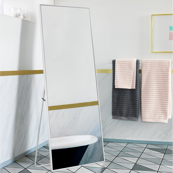 Black Framed Wall Mirror with Stand