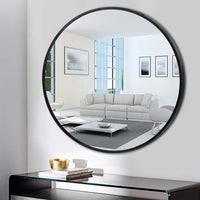 Black Aluminum Frame Round Mirror
