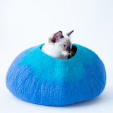 Blue and Turq Cat Cave Bed