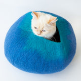 Blue and Turq Cat Cave Bed