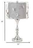Set of 2 Silver Floral Metal Table Lamps