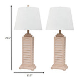 Set of 2 Cream Beige Coastal Shutter Styled Table Lamps