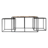 Set of Three Black and Rustic Natural Nesting Tables