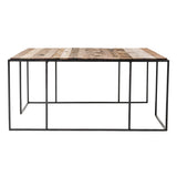 Set of Three Black and Brown Reclaimed Wood And Iron Nested Coffee Tables