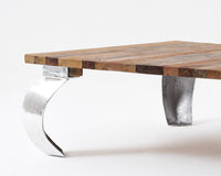 39" Steel And Reclaimed Wood Contemporary Square Coffee Table