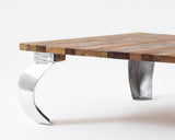 39" Steel And Reclaimed Wood Contemporary Square Coffee Table