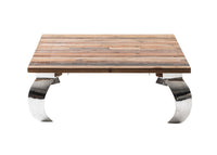 39" Steel And Reclaimed Wood Contemporary Square Coffee Table