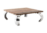 39" Steel And Reclaimed Wood Contemporary Square Coffee Table