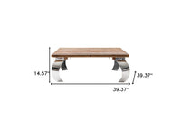 39" Steel And Reclaimed Wood Contemporary Square Coffee Table