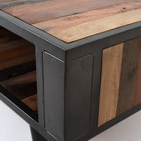 47" Rustic Brown Recycled Wood Open Shelf Coffee Table