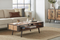 47" Rustic Brown Recycled Wood Open Shelf Coffee Table