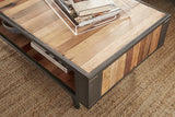 47" Rustic Brown Recycled Wood Open Shelf Coffee Table