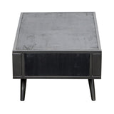 47" Black Manufactured Wood And Iron Rectangular Open Coffee Table