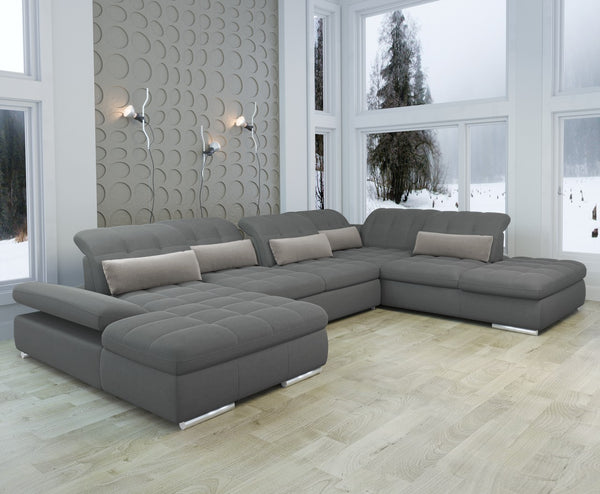 Mod Gray Five Piece Left Sectional Sofa with Storage and Sleeper