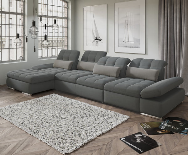Mod Gray Three Piece Left Sectional Sofa with Storage and Sleeper