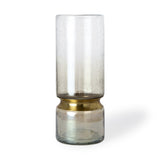 13" Smoked Bubble Glass Gold Accent Vase