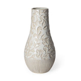 14" Carved White Ceramic Vase