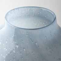 15" Ocean Wave Colored Bubble Glass Oval Urn Glass Vase