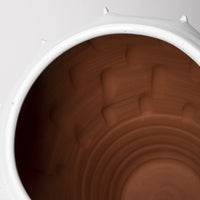 14" White Spiked Organic Glaze Large Mouth Ceramic Vase