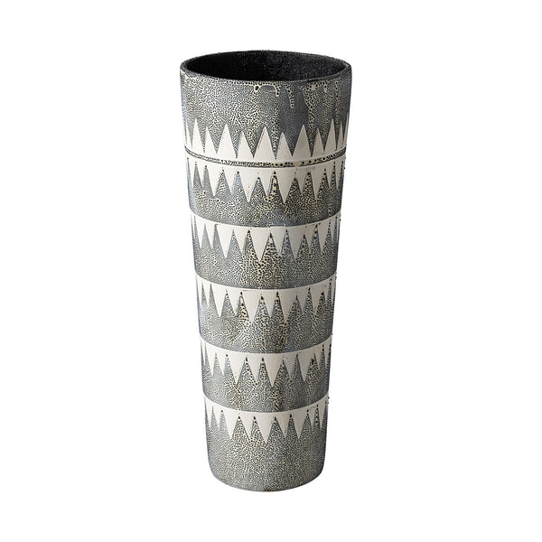 Gray and White Tribal Pattern Vase