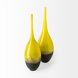 19" Lovely Yellow and Gray Handblown Spunglass Vase