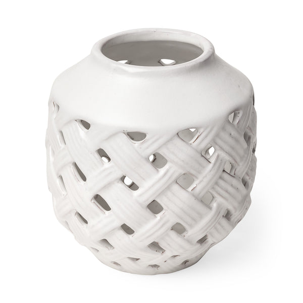 White Ceramic Latticed Vase