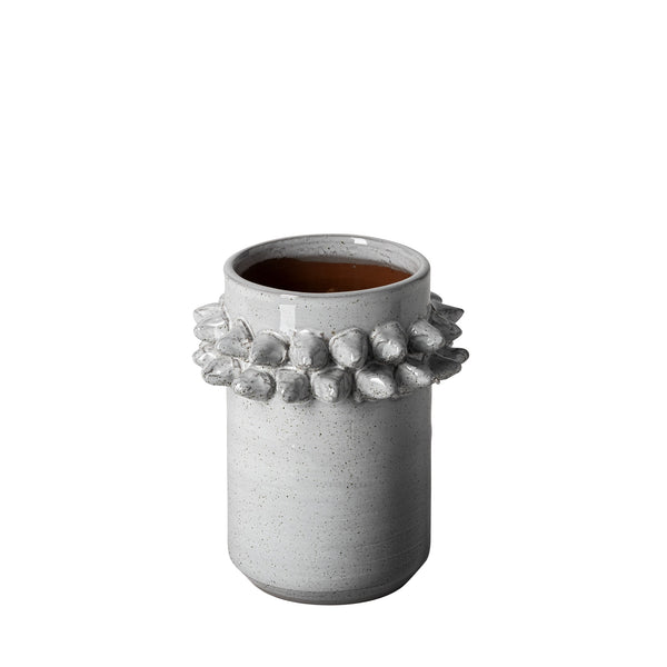 7" Organic Style Whitewash Spikely Ceramic Vase