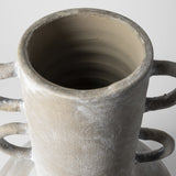 Rustic Whitewash Brown Double Handle Ceramic Vase