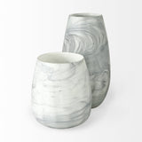 12" Gray and White Marble Design Glass Vase