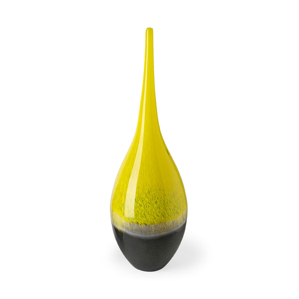 21" Lovely Yellow and Gray Handblown Spunglass Vase