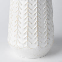 9" White Organically Embossed Chevron Metal Vase