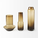 12" Vintage Look Ombre Brown Glass Vase