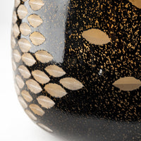 8" Black and Gold Artisan Bubble Glass Vase