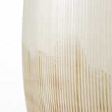 9" Creamy White and Gold Ombre Striped Long Glass Vase