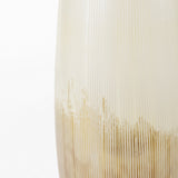 14" Creamy White and Gold Ombre Striped Glass Vase