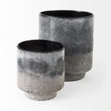 9" Black Brown and Gray Ombre Textured Ceramic Vase