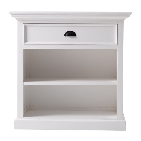 Classic White Large Nightstand With Shelves
