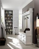 Classic White Entryway Coat Rack and Bench with Drawers