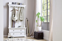 Classic White Hall Tree Coat Rack with Drawers