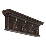 Rustic Black Wash Wood Four Hook Hanging Coat Rack