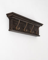 Rustic Black Wash Wood Four Hook Hanging Coat Rack