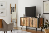 Rustic Natural Wood Media Cabinet with Four Doors