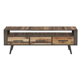 Rustic Natural Wood TV Stand with Three Drawers