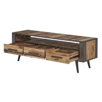 Rustic Natural Wood TV Stand with Three Drawers