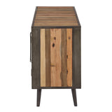 Rustic Natural Wood Media Cabinet with Three Doors