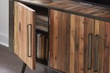 Rustic Natural Wood Media Cabinet with Three Doors