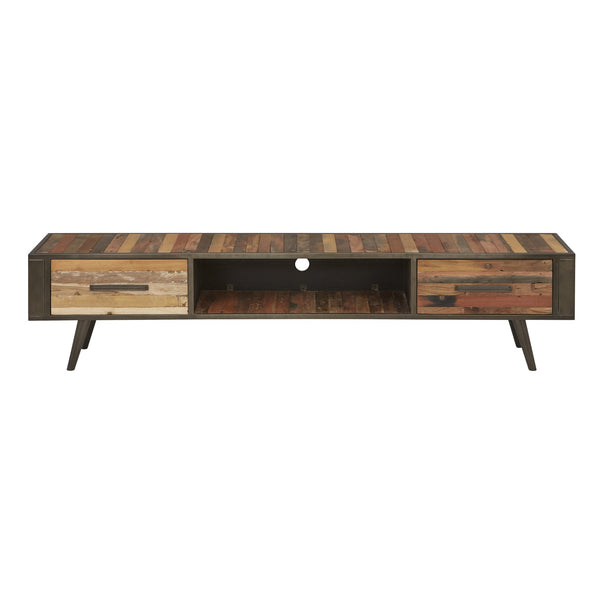 Rustic Natural Wood TV Stand with Two Drawers